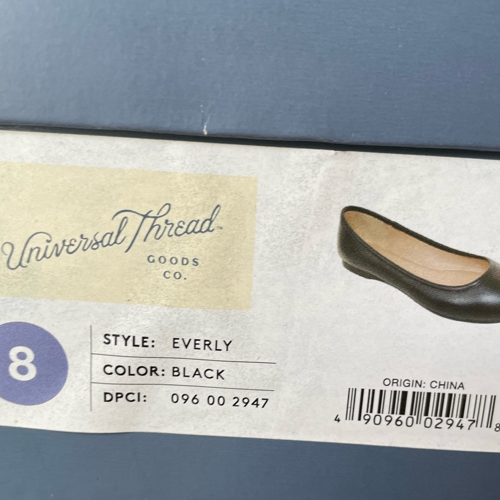 Universal Thread Everly Black Women's Ballet Flats Size 8 NWT